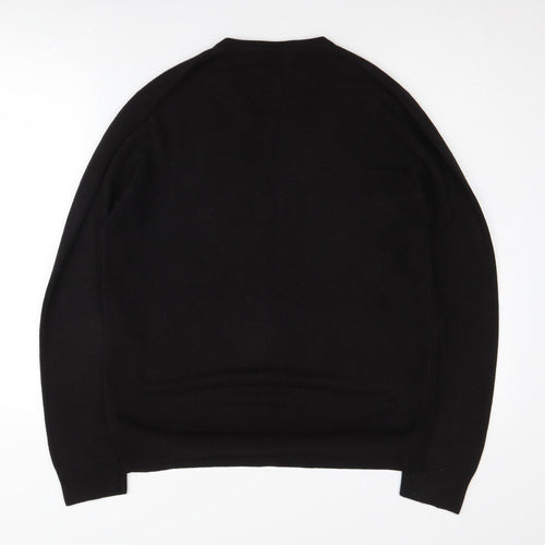 Marks and Spencer Men's Black Medium V-Neck Jumper