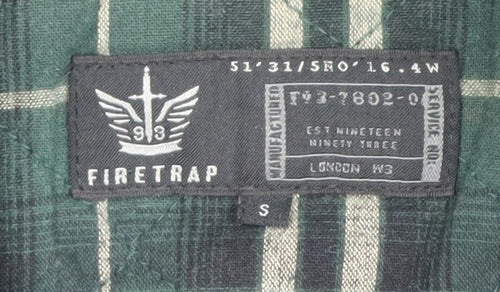 Firetrap Men's Black Military Jacket S Casual Stand-Up Collar
