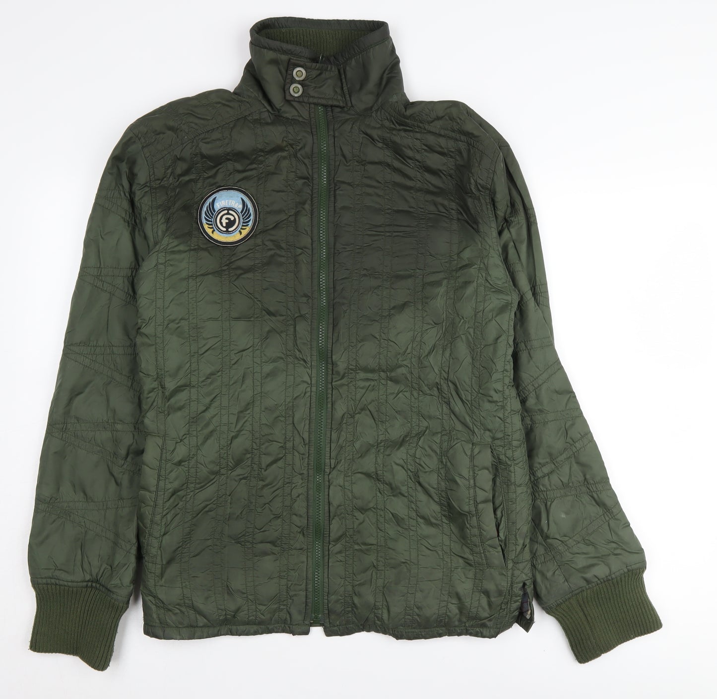 Firetrap Men's Green Quilted Jacket, S, Outdoor, Casual