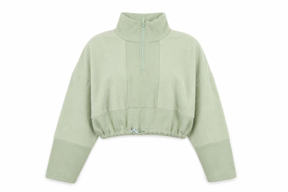 Front view of Topshop Women’s Green Pullover Sweatshirt, size S