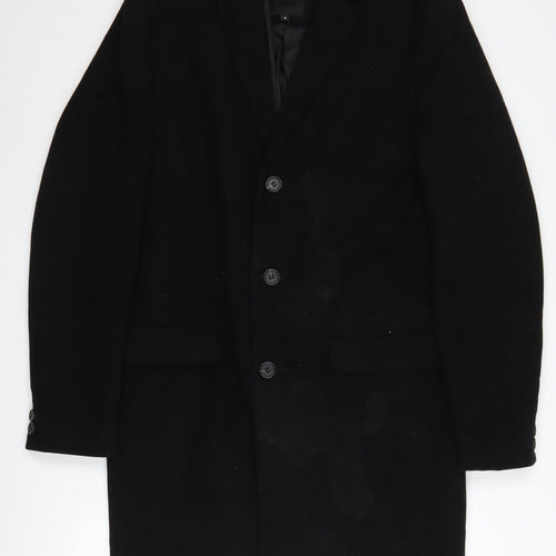 New Look Men's Black Medium Coat, Polyester, Wool Blend