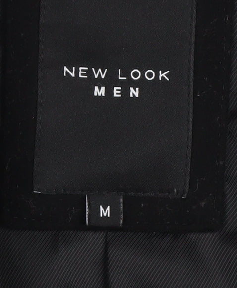 New Look Men's Black Medium Coat, Polyester, Wool Blend