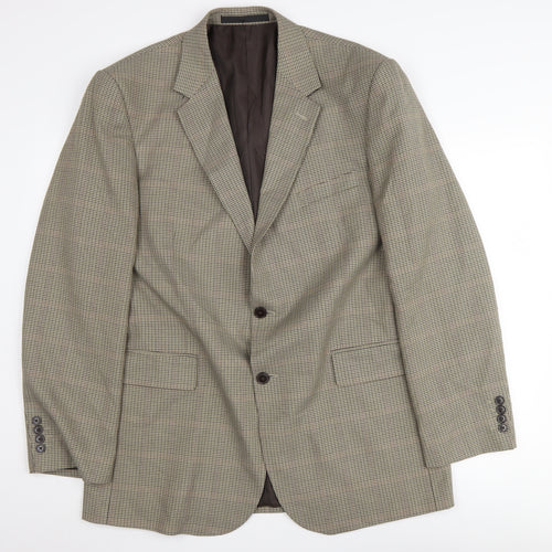 Marks and Spencer Men's Grey Check Blazer, Size 44L