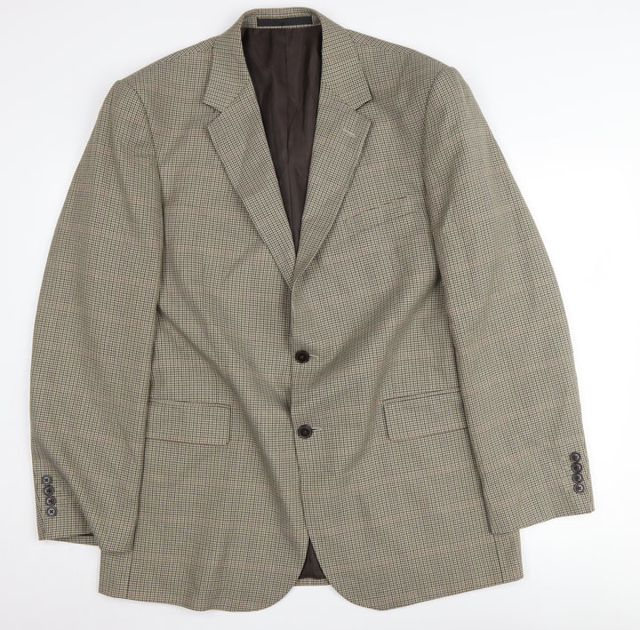 Marks and Spencer Men's Grey Check Blazer, Size 44L