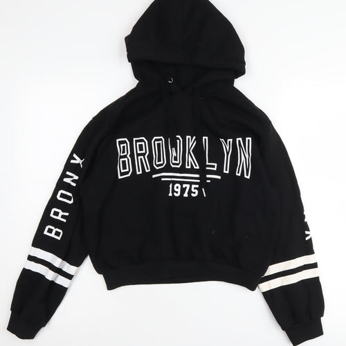 H&M Black Hoodie Unisex S Brooklyn Logo Pullover Casual