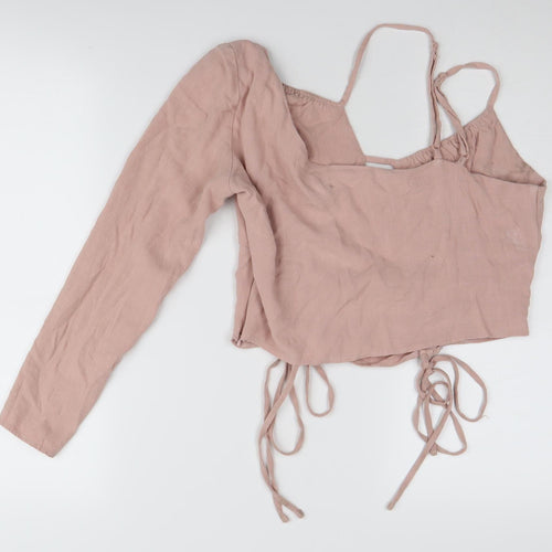 ASOS Women's Pink Cropped Blouse, Size 14, Lightweight