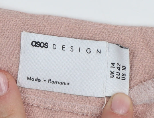 ASOS Women's Pink Cropped Blouse, Size 14, Lightweight