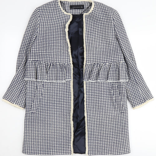 Zara Women Multicoloured Check Tweed Coat Size 12
