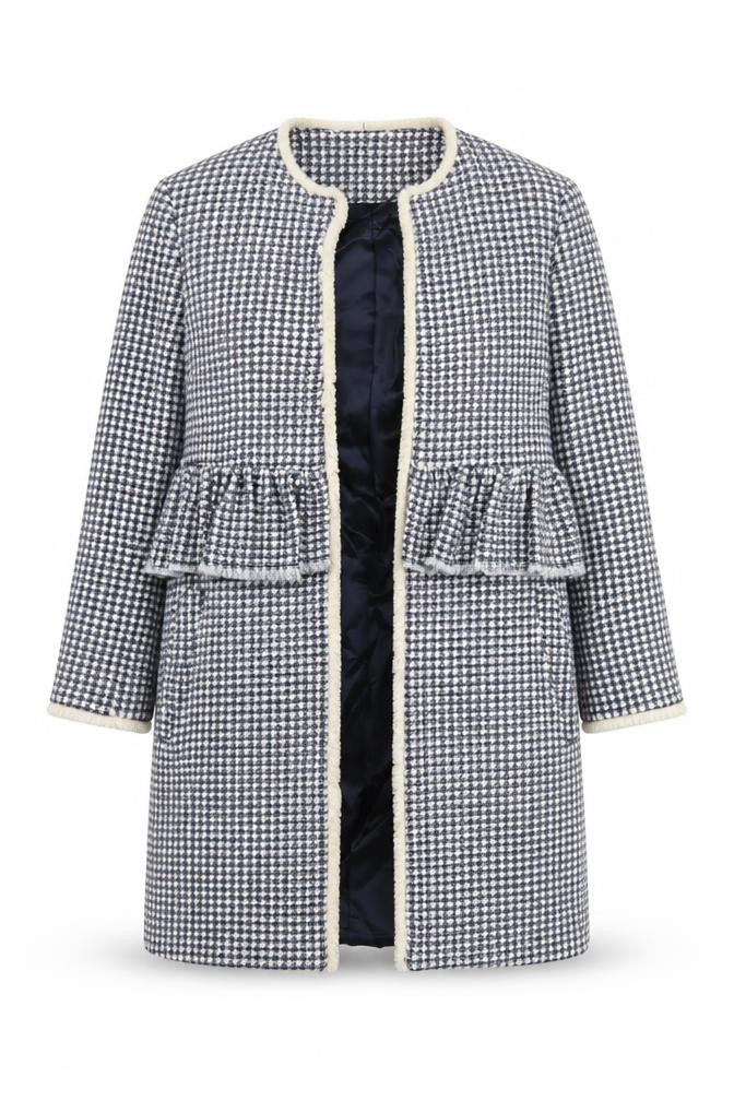 Front view of Zara Women Multicoloured Check Tweed Coat, size 12