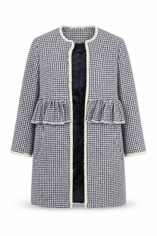 Front view of Zara Women Multicoloured Check Tweed Coat, size 12