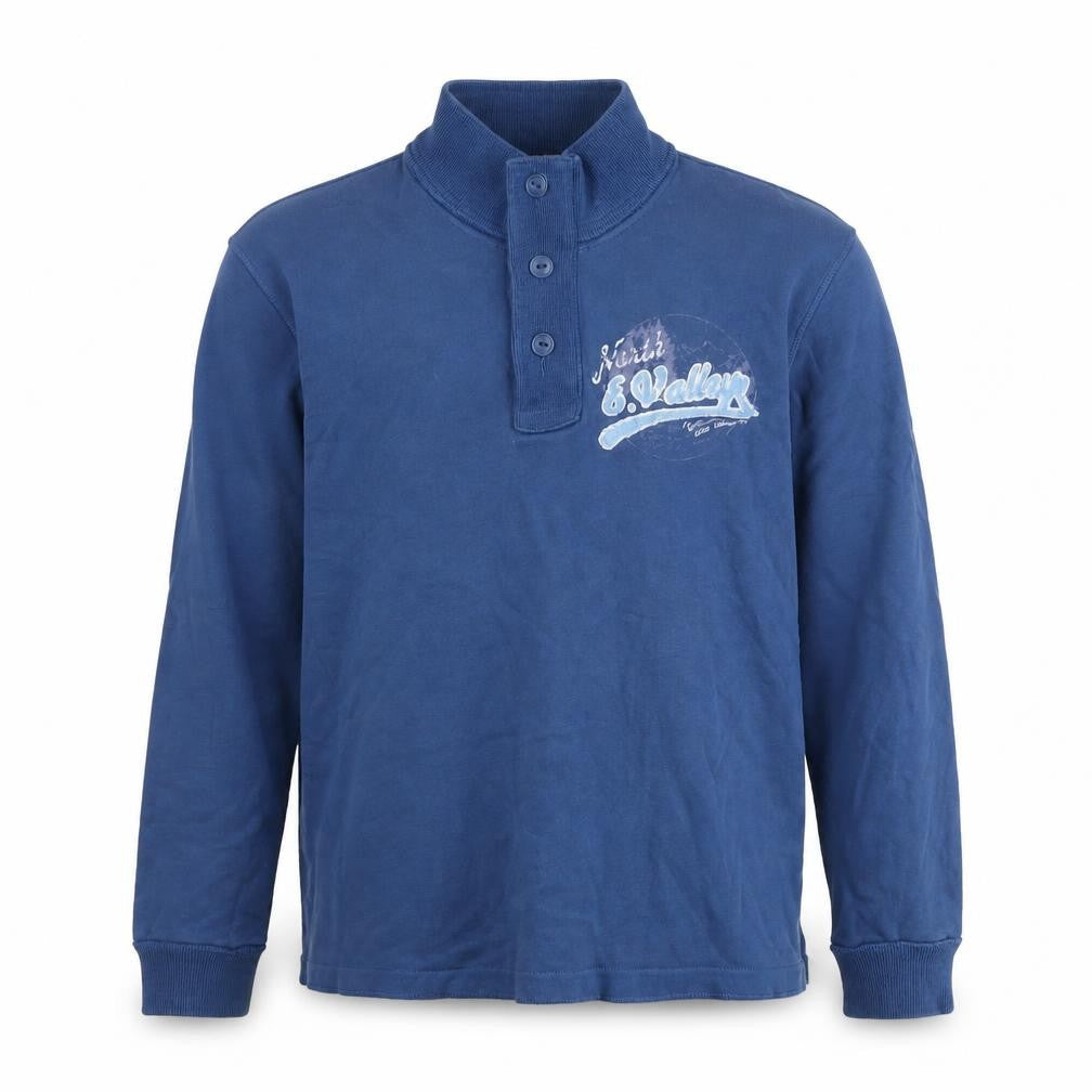 Front view of H&M Men's Blue Long Sleeve Cotton Polo M