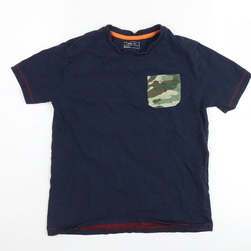 Next Boys Blue T-Shirt, Camouflage Pocket, Age 9-10, Crew Neck