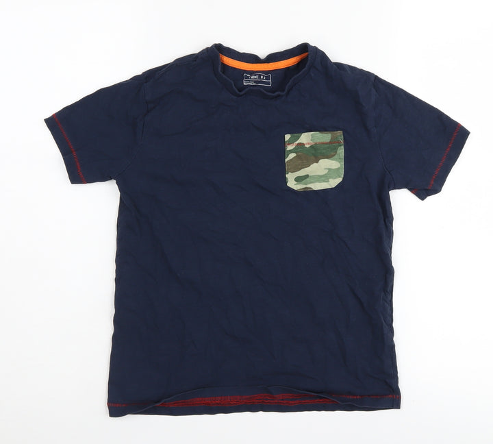 Next Boys Blue T-Shirt, Camouflage Pocket, Age 9-10, Crew Neck