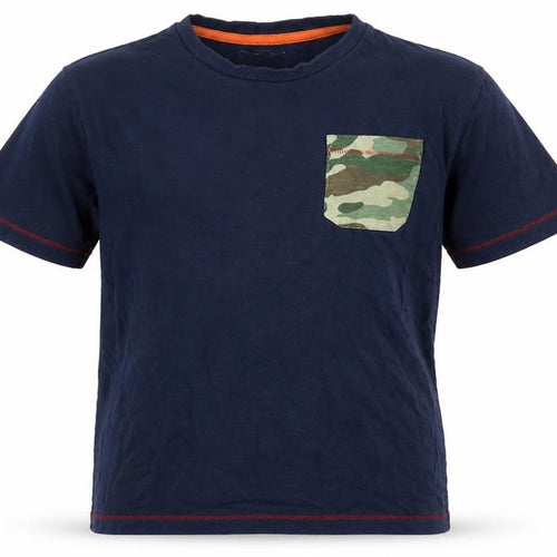 Next Boys Blue T-Shirt, Camouflage Pocket, Age 9-10, Crew Neck