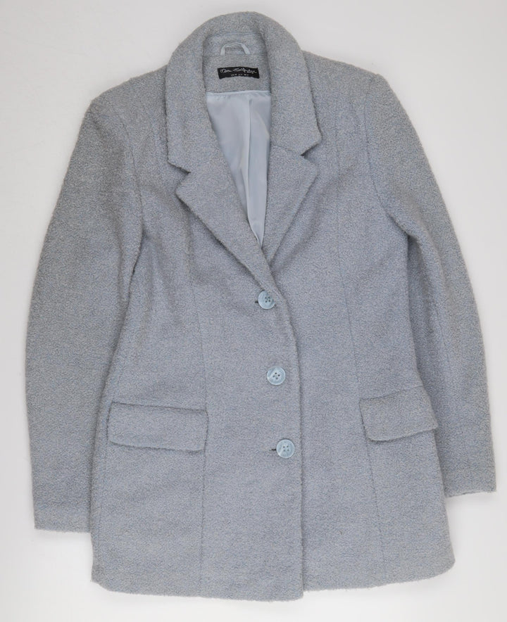 Miss Selfridge Women's Grey Wool Blend Overcoat Size 12
