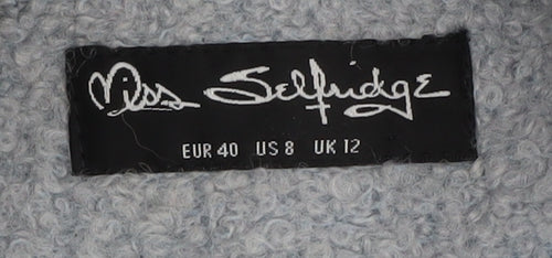Miss Selfridge Women's Grey Wool Blend Overcoat Size 12