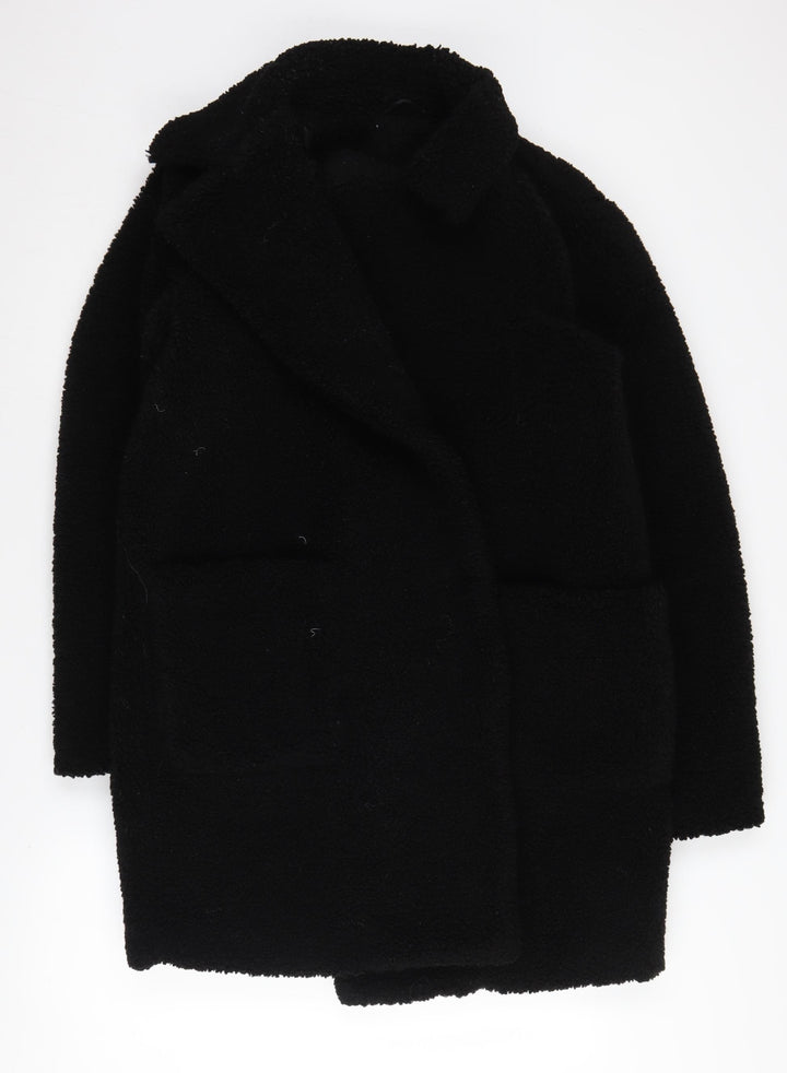 New Look Women's Black Polyester Overcoat Size 12