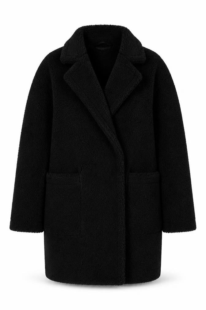 Front view of New Look Women's Black Polyester Overcoat, size 12