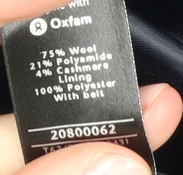 Per Una Women's Black Wool Blend Pea Coat Size 20