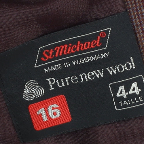St Michael Women's Brown Wool Blazer, Size 16