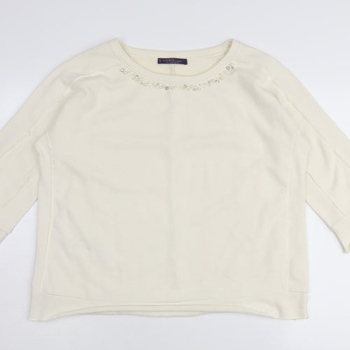 Violeta by Mango Women's White Jewel Pullover Jumper S