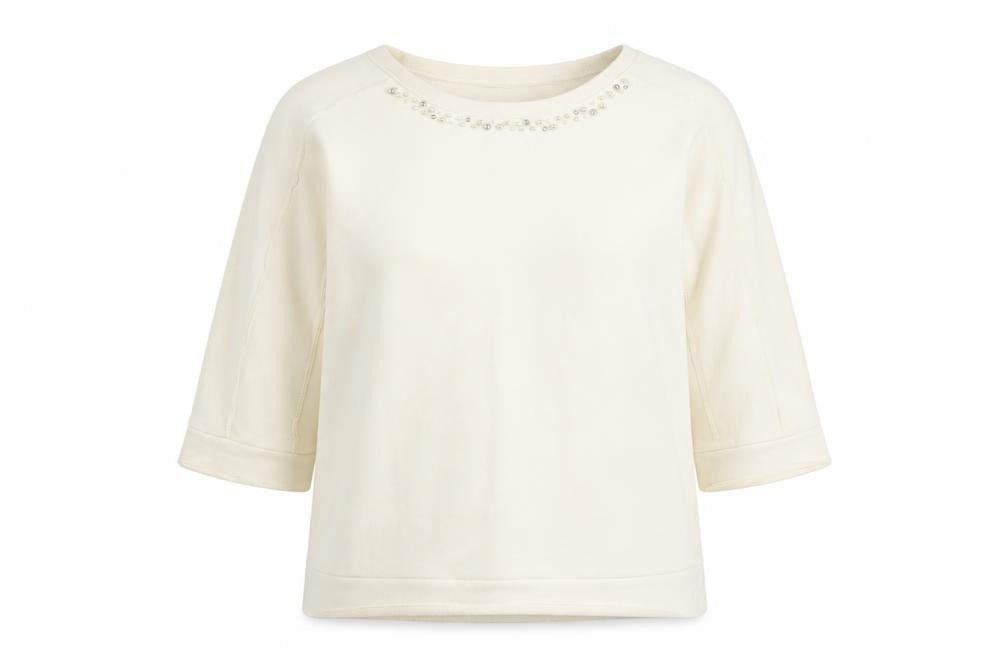 Front view of Violeta by Mango Women's White Jewel jumper S