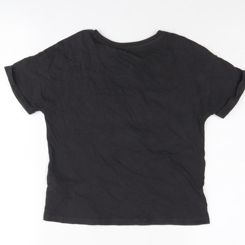 Marks & Spencer Girls Black T-Shirt 8-9Y Positive Thoughts