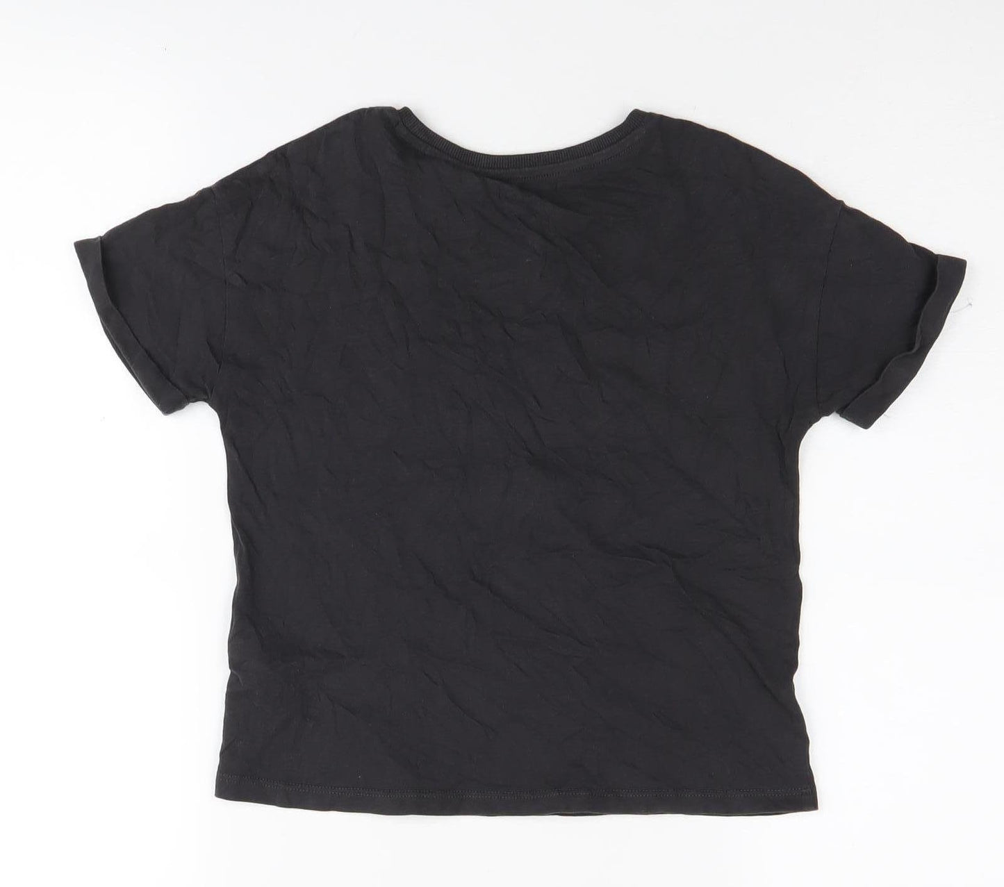 Marks & Spencer Girls Black T-Shirt 8-9Y Positive Thoughts