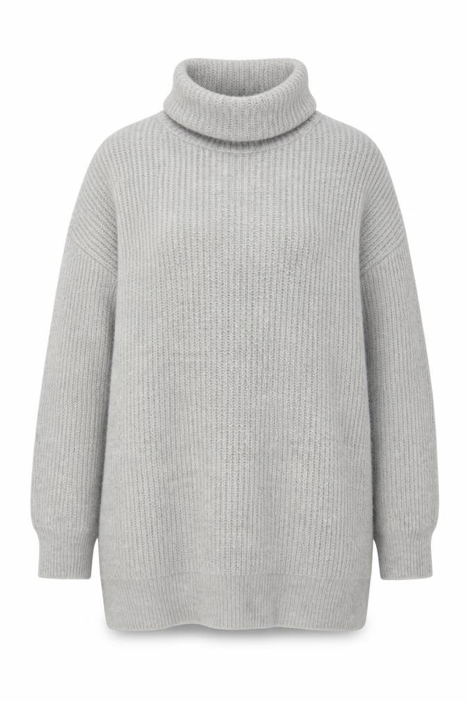 Front view of Stradivarius Grey Cowl Neck Women's jumper