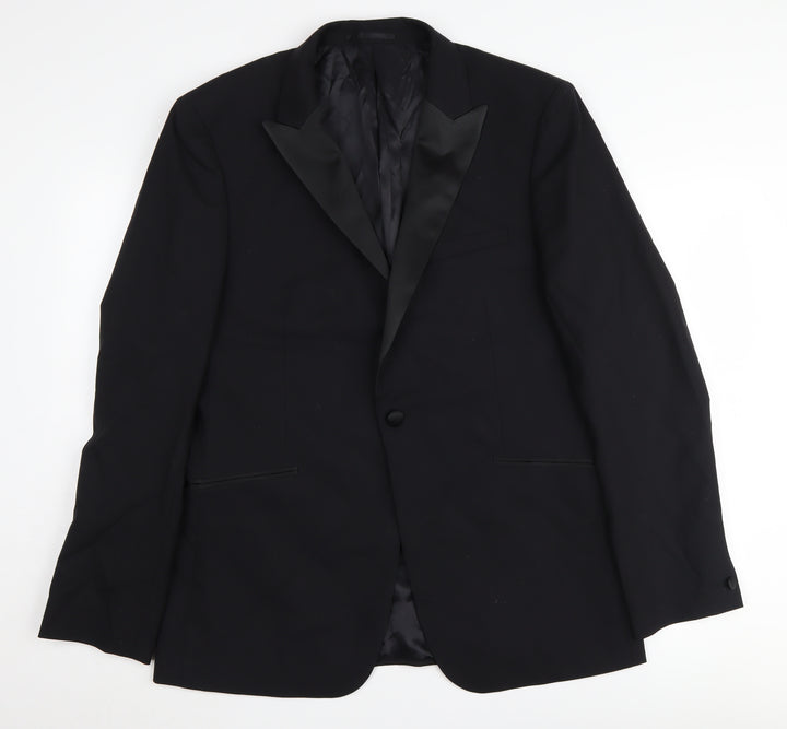 Kin Men's Black Wool Tuxedo Suit Jacket Regular Fit