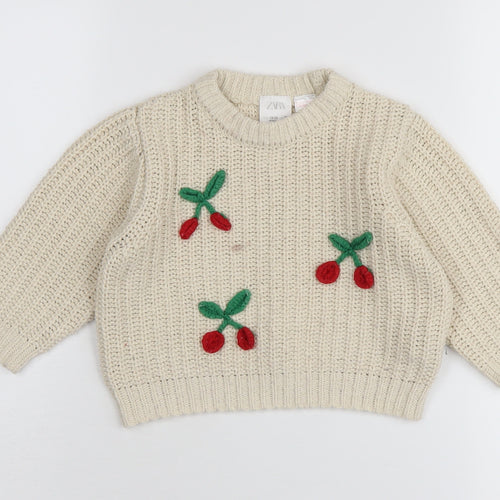 Zara Unisex Baby Jumper Ivory 18-24 Months Pullover Knit