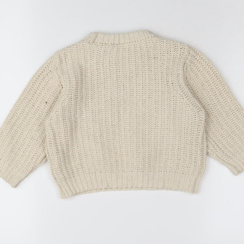 Zara Unisex Baby Jumper Ivory 18-24 Months Pullover Knit