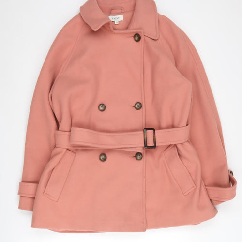 Next Women's Pink Belted Pea Coat Size 16