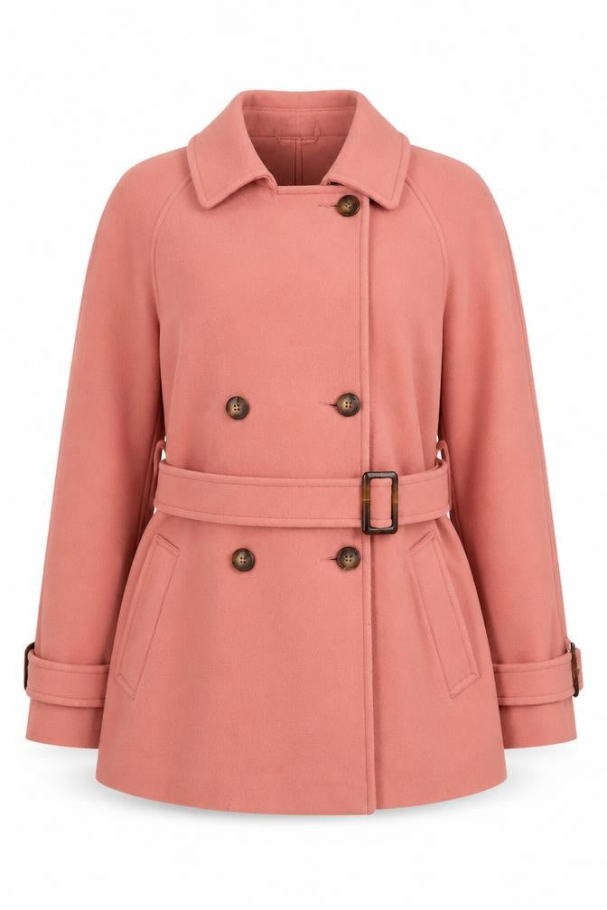 Front view of Next Women's Pink Belted Pea Coat, size 16