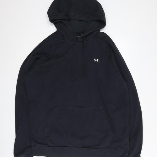 Under Armour Men's Black Hooded Pullover Logo Hoodie, Size L