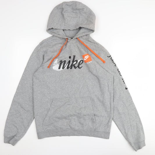 Nike Men's Grey Graphic Hoodie, Size S, Athletic Style