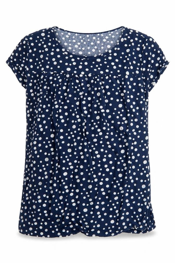 Front view of JoJo Maman Bébé Women's Blue Polka Dot Tunic Blouse - S
