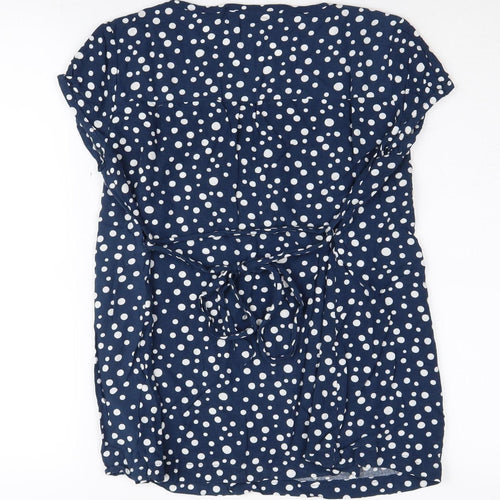 JoJo Maman Bébé Women's Blue Polka Dot Tunic Blouse - S