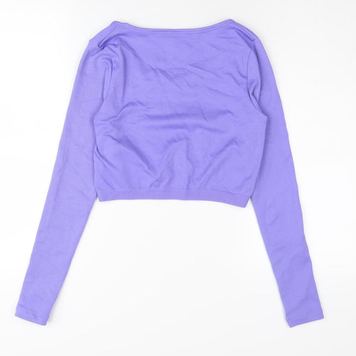 Reebok Women's Purple Cropped Active Long Sleeve Top S