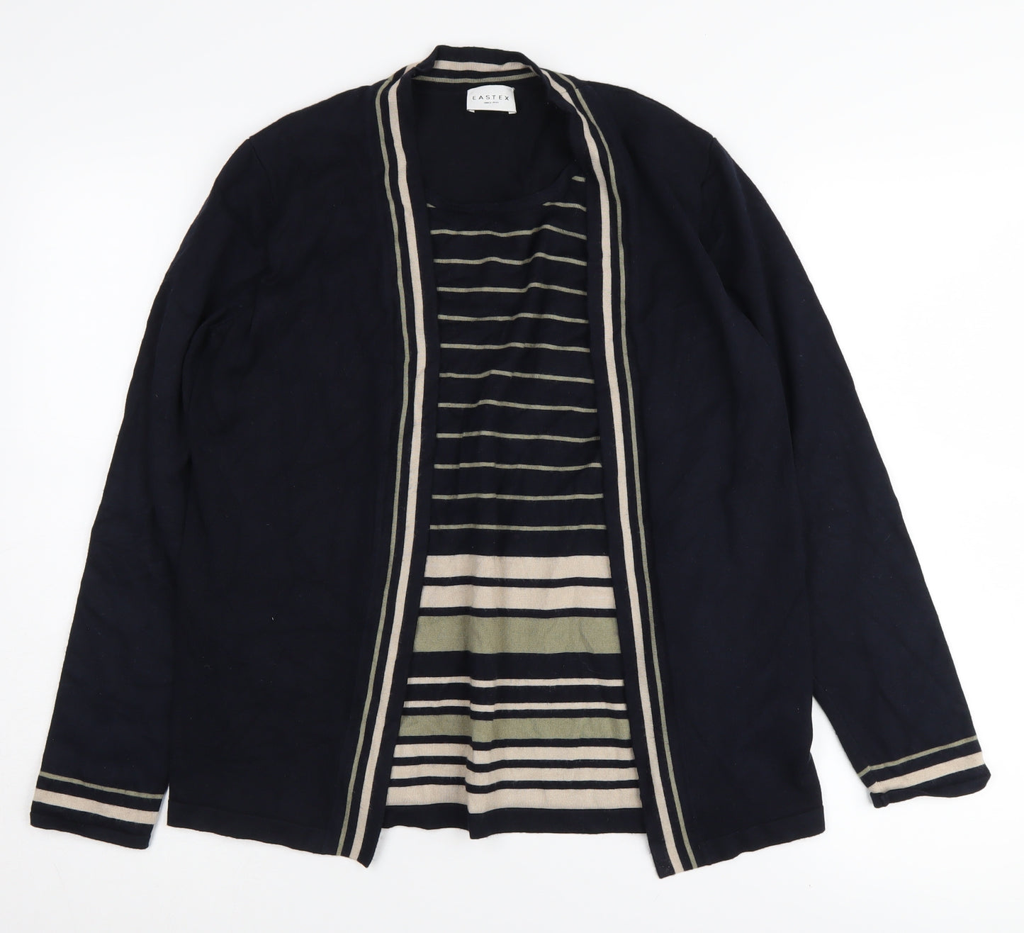 Eastex Women's Blue Striped Cardigan, Size 12, Casual Knit