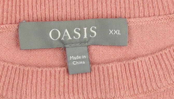 Oasis Women's Pink Heart Pullover Jumper 2XL