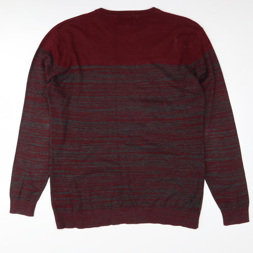 Pierre Cardin Men's Red Striped Jumper Size L Cotton Blend