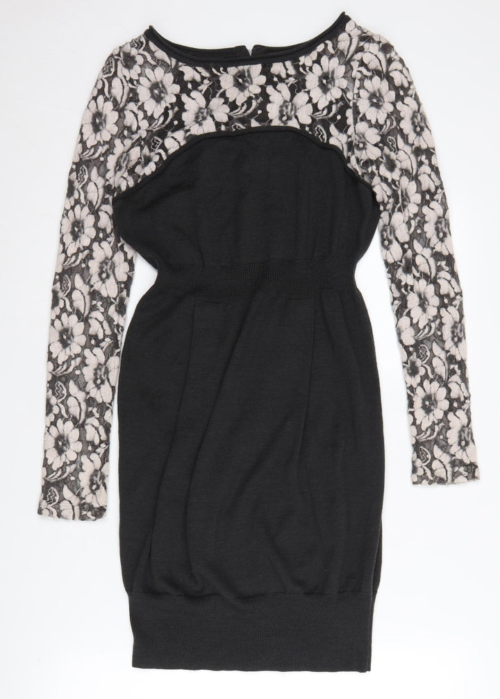 Mint Velvet Women's Black Floral Bodycon Dress