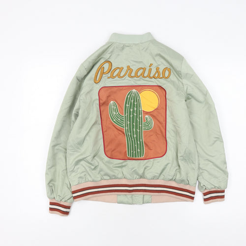 Zara Girls Green Bomber Jacket, Size 11-12 Years, Lined