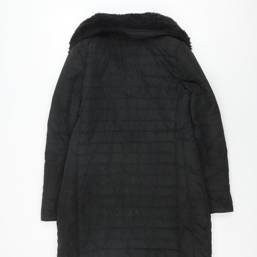 Elle Women's Black Puffer Jacket, Size 10, Fur Trim, Winter