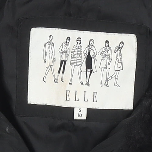 Elle Women's Black Puffer Jacket, Size 10, Fur Trim, Winter