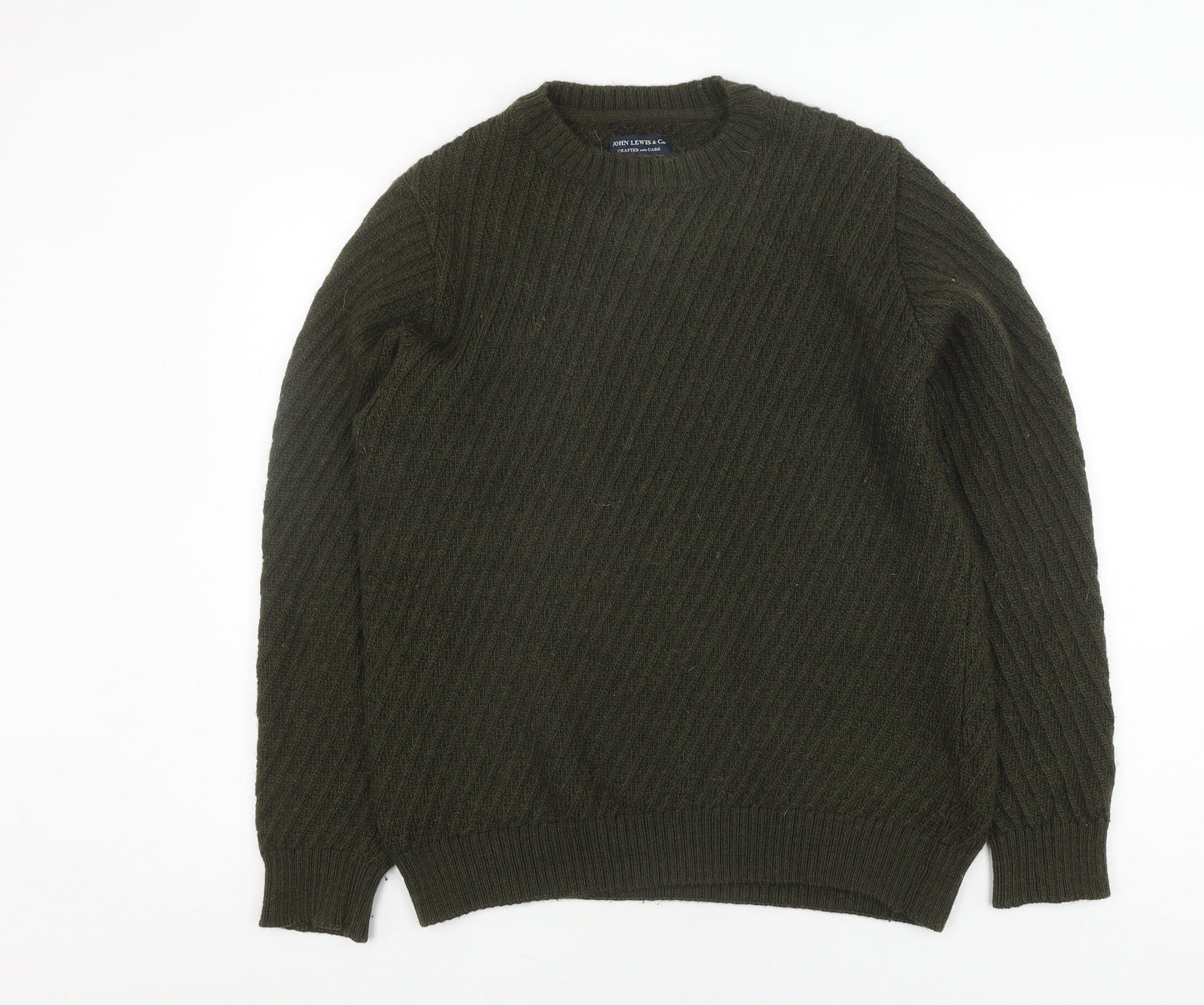 John Lewis & Co. Men’s Green Wool Pullover Jumper - M