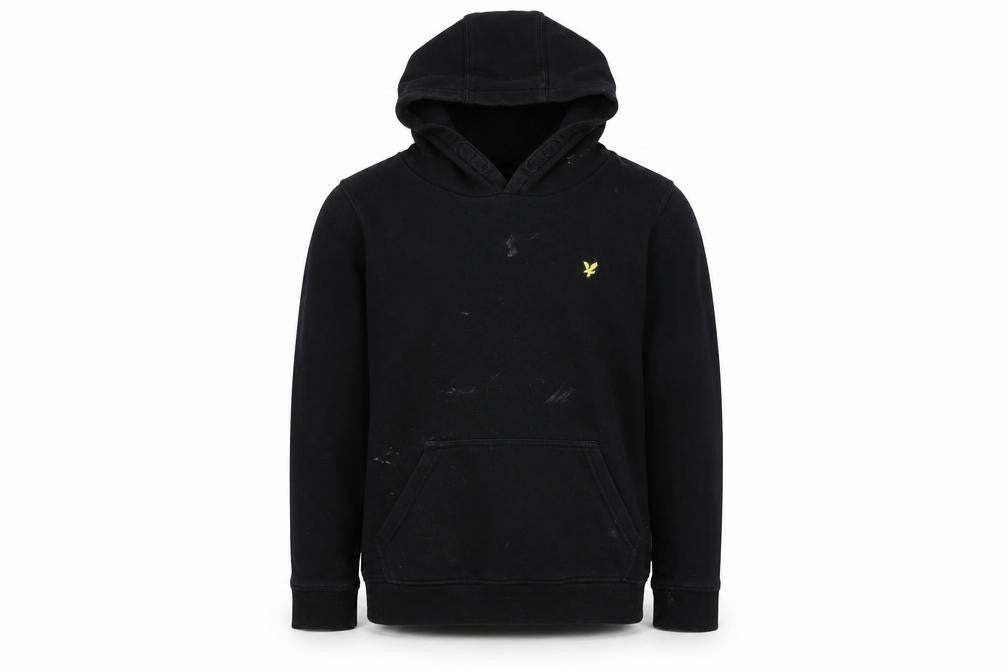 Front view of Lyle & Scott Men's Black Pullover Hoodie 9/10