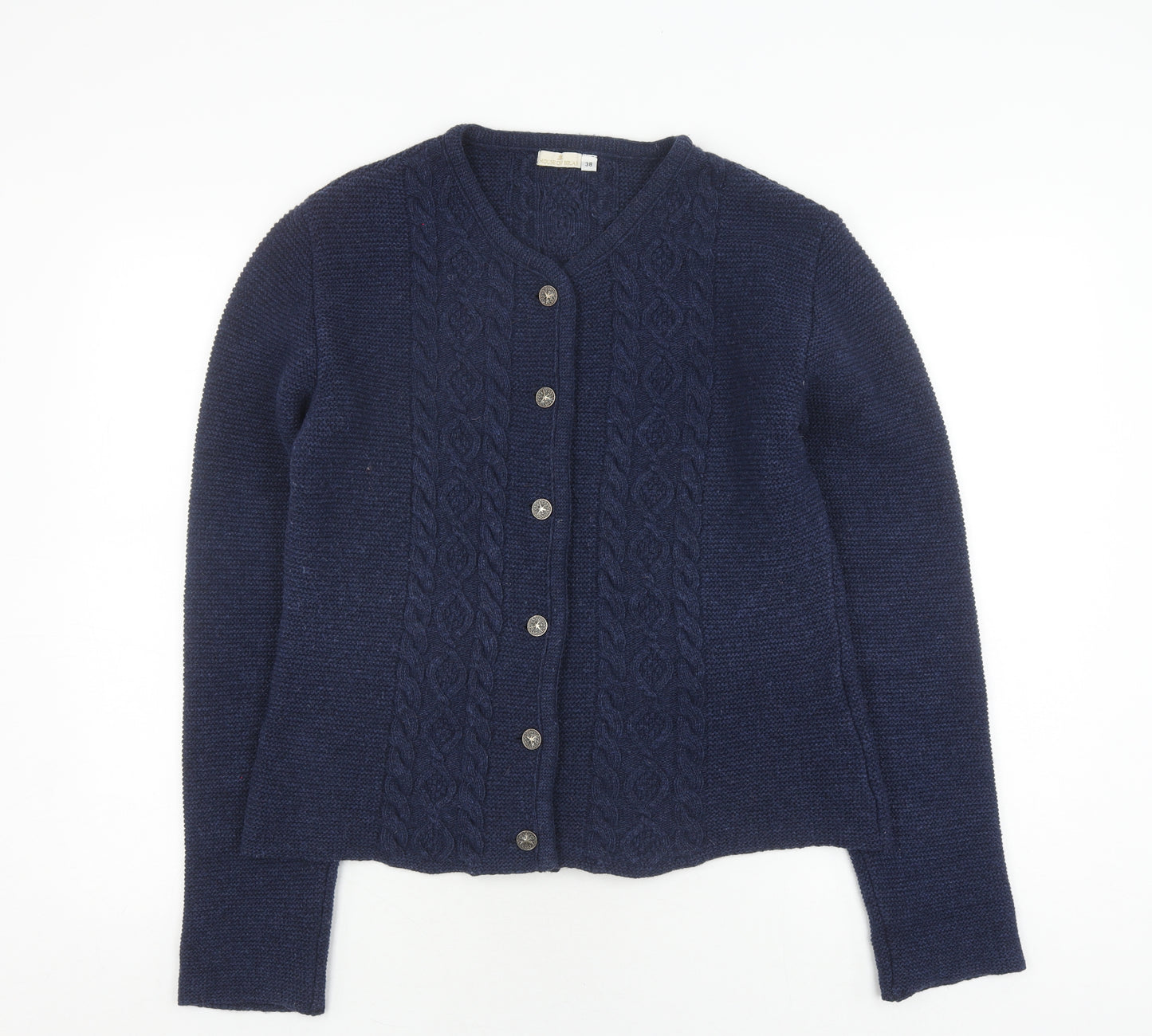 House of Bruar Women's Blue Cardigan, Size 10, Cable-Knit