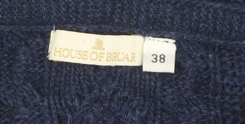 House of Bruar Women's Blue Cardigan, Size 10, Cable-Knit